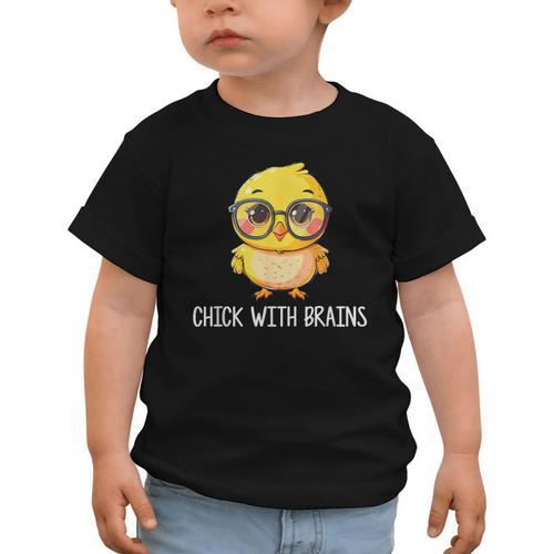 Back To School Chick With Brains Smart Intelligent Girls Graphic Toddler T-Shirt - Savourry