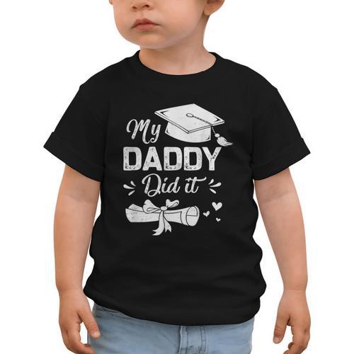 Back To School My Daddy Did It Graduation Proud Dad Graduated Small Graphic Toddler T-Shirt - Savourry