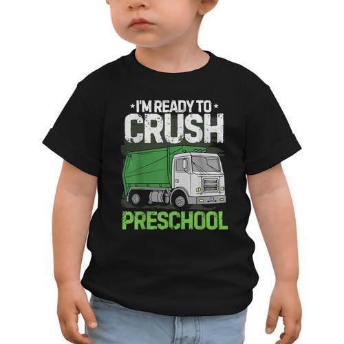 Back To School First Day Of Preschool Garbage Truck Boys Graphic Toddler T-Shirt - Savourry