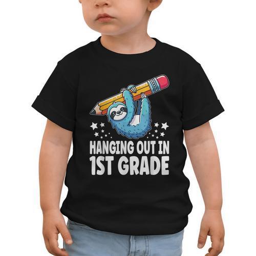 Back To School First Grade Sloth Hanging Out In 1st Grade Graphic Toddler T-Shirt - Savourry