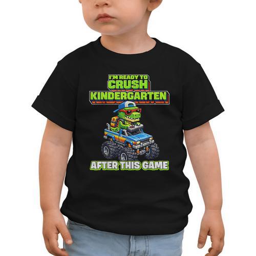 Back To School Kindergarten Retro Monster Truck Dinosaur Boy Graphic Toddler T-Shirt - Savourry