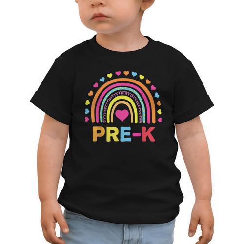 Back To School Shirt Rainbow Happy First Day Of Pre-K Graphic Toddler T-Shirt - Savourry