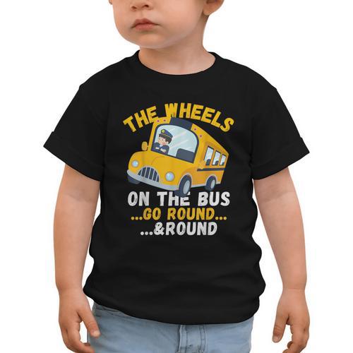 Back To School The Wheels On The Bus Go Round And Round Kids Graphic Toddler T-Shirt - Savourry