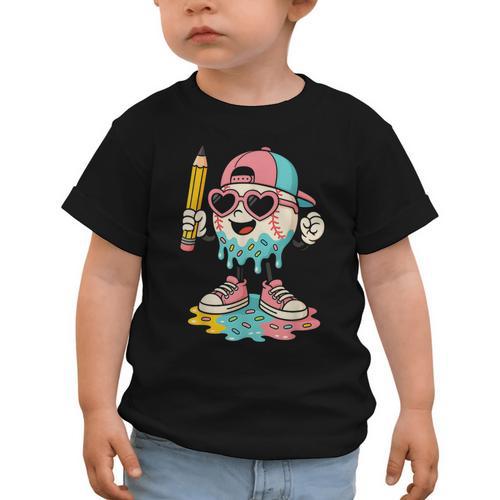 Baseball Drip Ice Cream First Day Back To School Cute Girls Graphic Toddler T-Shirt - Savourry