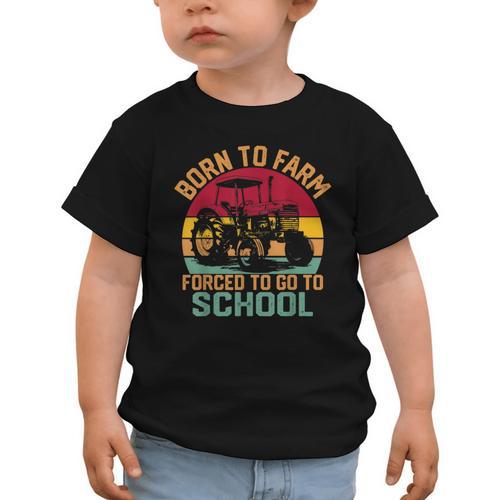 Born To Farm Forced To Go To School Back To School Tractor Graphic Toddler T-Shirt - Savourry