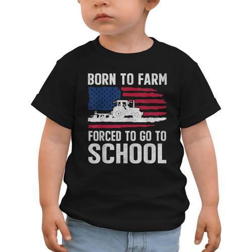 Born To Farm Forced To Go To School Farmer Back To School Graphic Toddler T-Shirt - Savourry