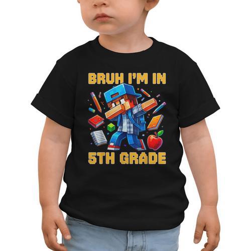 Bruh I'm In 5th Grade Dabbing Boys Kids Gamer Back To School Graphic Toddler T-Shirt - Savourry