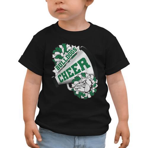 Bulldogs Cheerleading Back To School Cheer Team Spirit Green Graphic Toddler T-Shirt - Savourry