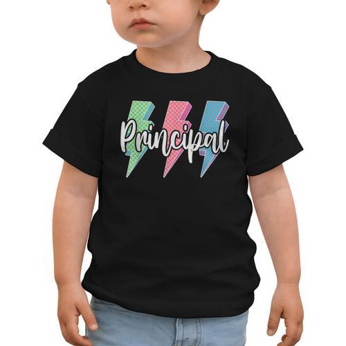 Checkered Principal Lightning Bolt Back To School Graphic Toddler T-Shirt - Savourry