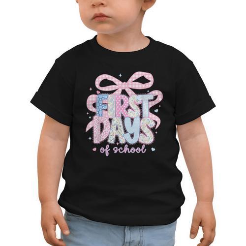 Coquette Bow Happy First Day Of School Back To School Retro Graphic Toddler T-Shirt - Savourry