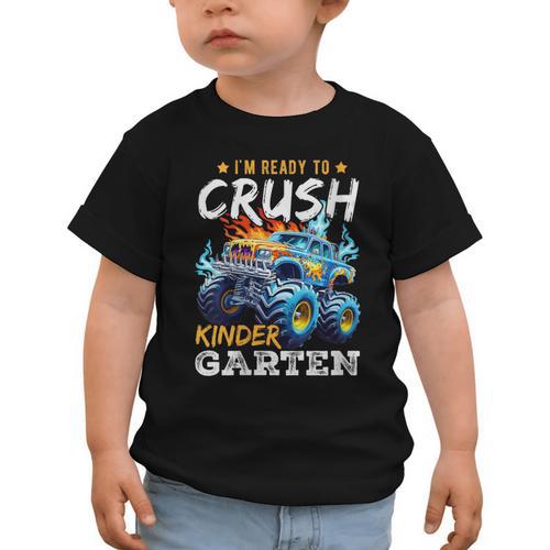 Crush Kindergarten Monster Truck Back To School Boys Graphic Toddler T-Shirt - Savourry