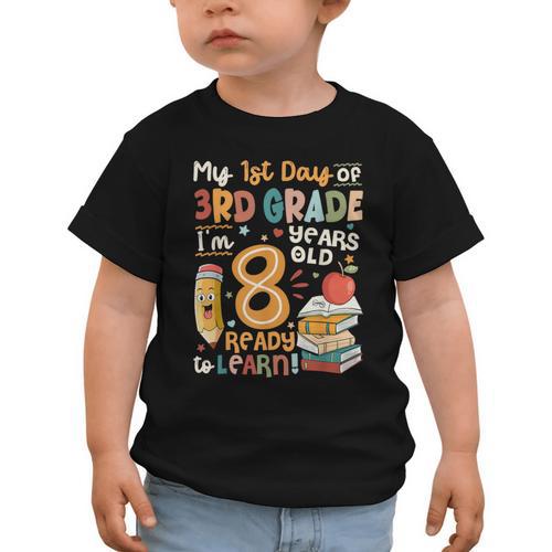 Cute My First Day Of 3rd Grade Back To School Boys Girls Graphic Toddler T-Shirt - Savourry