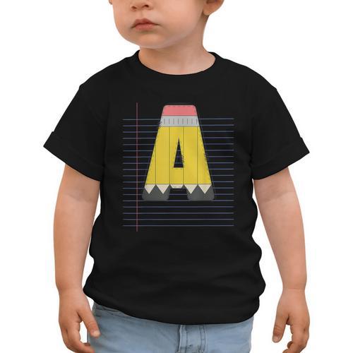 Cute Yellow School Pencil Alphabet Letter A Back To School Graphic Toddler T-Shirt - Savourry