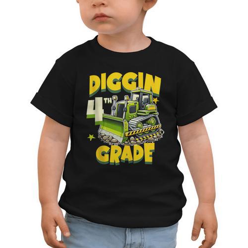 Diggin 4th Grade Bulldozer Back To School Graphic Toddler T-Shirt - Savourry