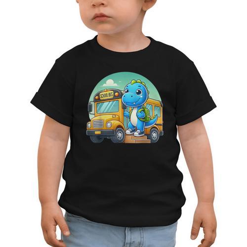 Dinosaur Kids Riding a Bus Back To School Ready To Crush Graphic Toddler T-Shirt - Savourry