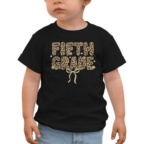 Fifth Grade Leopard Coquette Bow Back To School Women Girls Graphic Toddler T-Shirt - Savourry