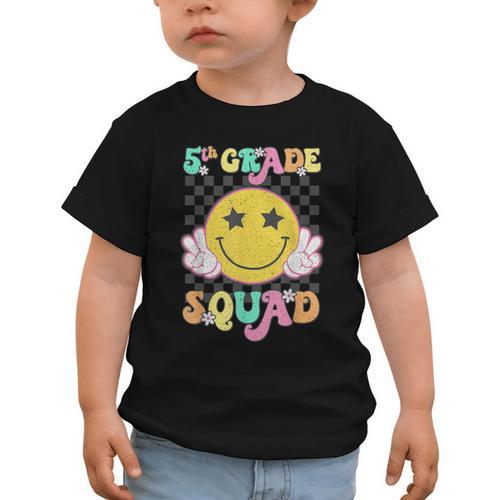 Fifth Grade Squad Smile Retro Back To School 5th Grade Graphic Toddler T-Shirt - Savourry