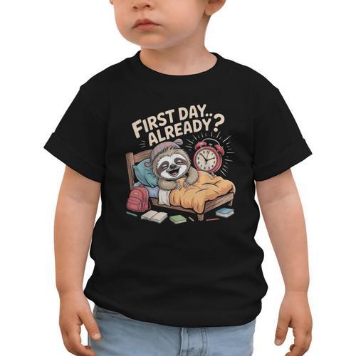 First Day Already Sloth Alarm Clock Back To School Graphic Toddler T-Shirt - Savourry