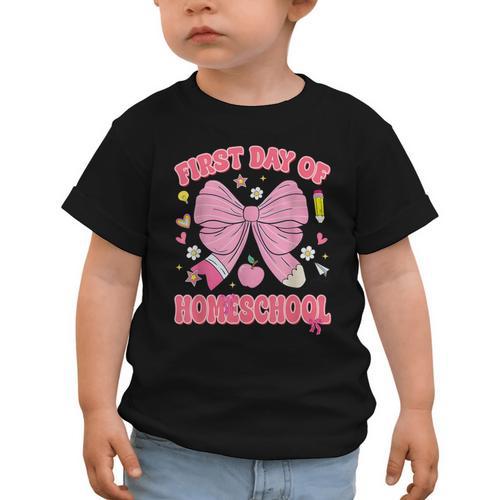 First Day Of Homeschool Coquette Back To School Girls Graphic Toddler T-Shirt - Savourry
