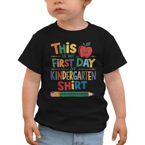 This Is My First Day Of Kindergarten Shirt Back To School Graphic Toddler T-Shirt - Savourry
