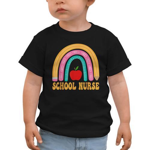 First Day Of School Nurse Back To School Rainbow Pencil Graphic Toddler T-Shirt - Savourry