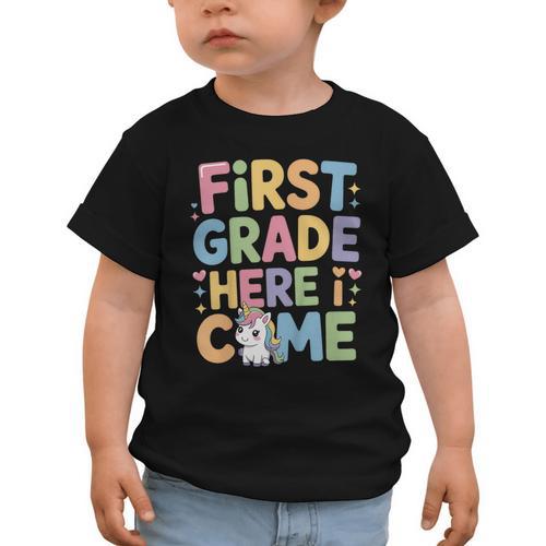 First Grade Here I Come Unicorn Back To School Graphic Toddler T-Shirt - Savourry