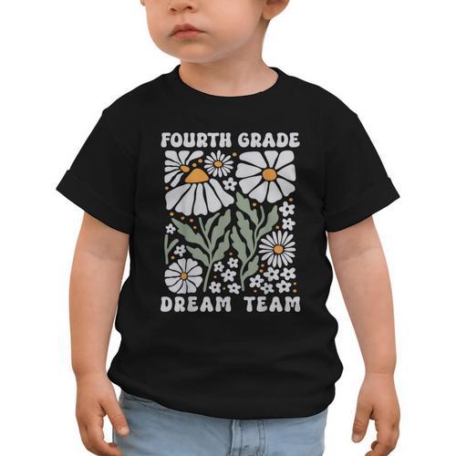 Fourth Grade Dream Team Back To School Boho Flower 4th Grade Graphic Toddler T-Shirt - Savourry
