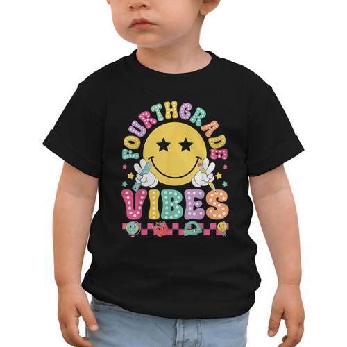 Fourth Grade Vibes Smile Face Back To School Boys Girls Kids Graphic Toddler T-Shirt - Savourry