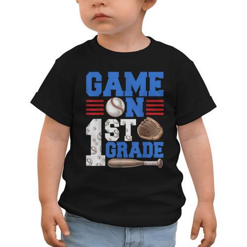 Game On First Grade Boy Baseball Back To School Graphic Toddler T-Shirt - Savourry