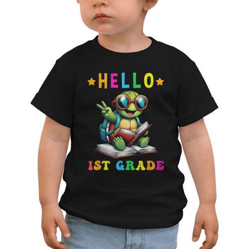 Hello 1st Grade Turtle Lovers Back To School Kids Boys Girls Graphic Toddler T-Shirt - Savourry