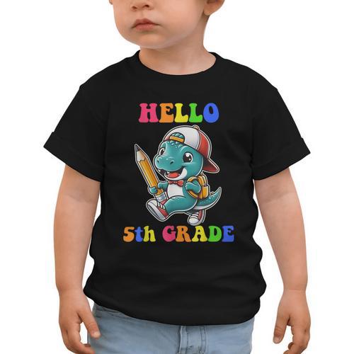 Hello 5th Grade Cute Dinosaur Back To School Boys Kids Girls Graphic Toddler T-Shirt - Savourry