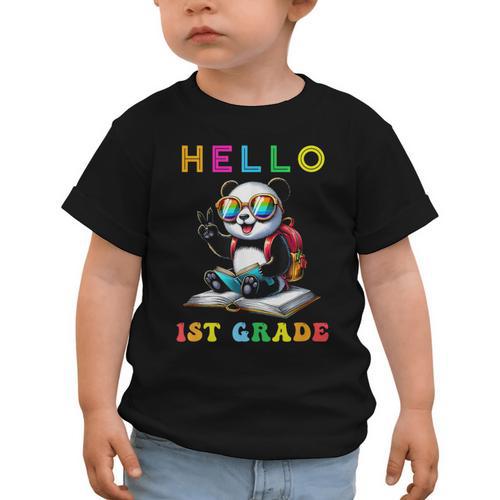 Hello First Grade Panda Lover Back To School Kids Boys Girls Graphic Toddler T-Shirt - Savourry