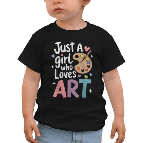Just a Girl Who Loves Art Cute Back To School Kids Girls Graphic Toddler T-Shirt - Savourry