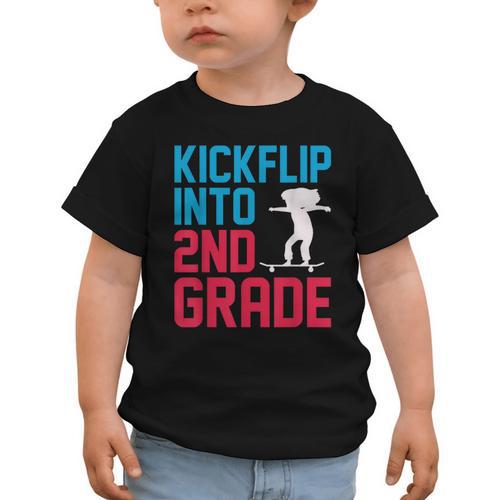 Kickflip Into 2nd Grade Skateboard Lover Back To School Graphic Toddler T-Shirt - Savourry
