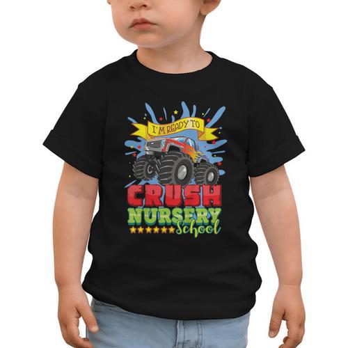 Kids Back To School Monster Truck Nursery Ready Crush First Day Graphic Toddler T-Shirt - Savourry