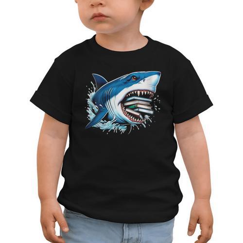 Kids Shark With School Books Back To School Shark Lovers Graphic Toddler T-Shirt - Savourry
