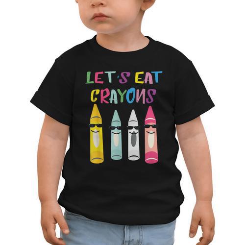 Kindergarten Back To School Crayons Let's Eat Crayon Graphic Toddler T-Shirt - Savourry