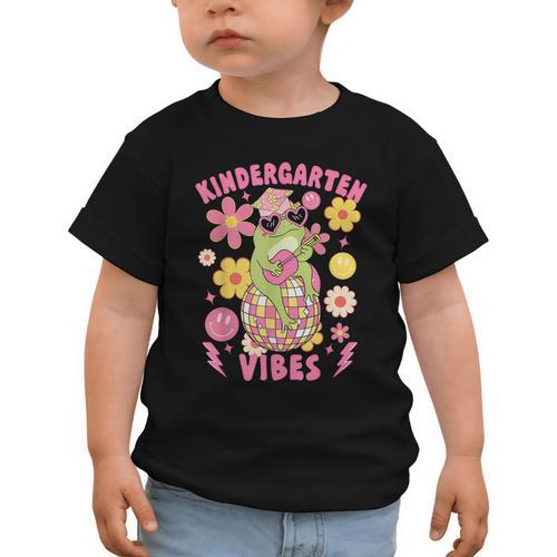 Kindergarten Vibes Groovy Kindergarten Back To School Frog Graphic Toddler T-Shirt - Savourry