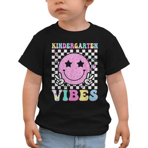Kindergarten Vibes Groovy Back To School Kinder Girls Kids Graphic Toddler T-Shirt - Savourry