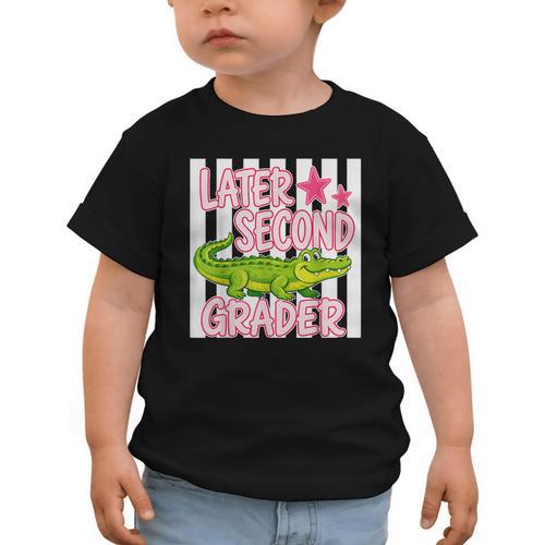Later Second Grader Cute Alligator Back To School Graduation Graphic Toddler T-Shirt - Savourry