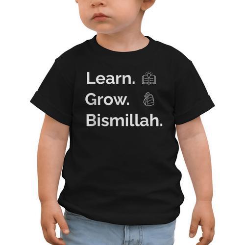 Learn Grow Bismillah – Islamic Back To School Graphic Toddler T-Shirt - Savourry