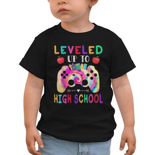 Leveled Up To High School Gaming Fun Back To School Tie Dye Graphic Toddler T-Shirt - Savourry