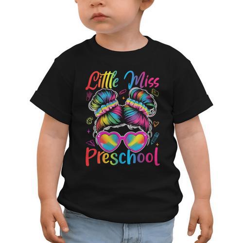 Little Miss Preschool Messy Bun Back To School Girl Women Graphic Toddler T-Shirt - Savourry