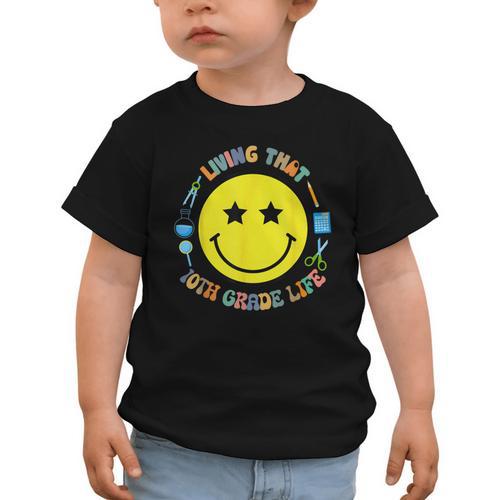 Living That 10th Grade Life Fun Back To School Supply Smile Graphic Toddler T-Shirt - Savourry