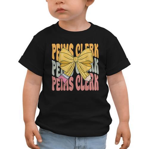 Peims Clerk Groovy Coquette Bow Cute Back To School Graphic Toddler T-Shirt - Savourry