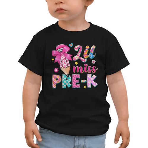 Pencil Bow Lil Miss Pre-K Pre-K Back To School Graphic Toddler T-Shirt - Savourry