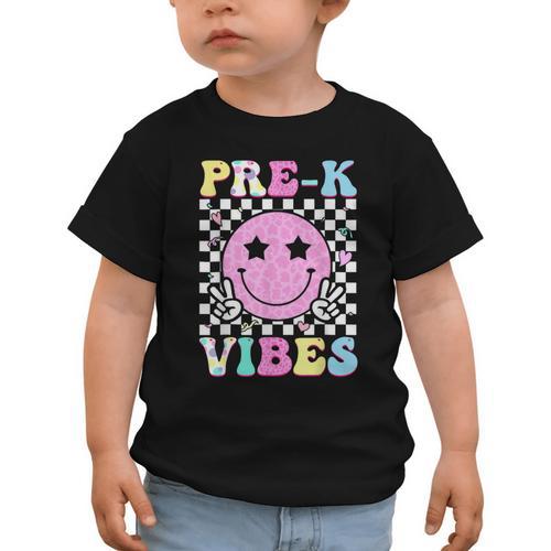 Pre-K Vibes Groovy Back To School PreK Preschool Girls Kids Graphic Toddler T-Shirt - Savourry