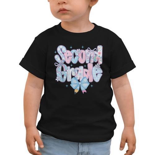 Preppy Second Grade First Day Back To School 2nd Grade Bow Graphic Toddler T-Shirt - Savourry