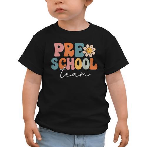 Preschool Team Retro Groovy Vintage Back To School Pre-K Graphic Toddler T-Shirt - Savourry
