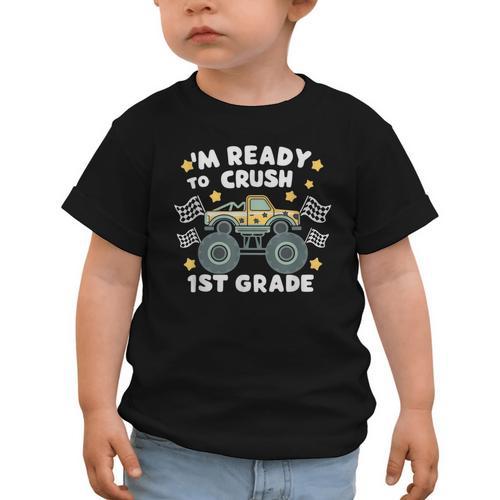 Im Ready To Crush 1st Grade Boy Monster Truck Back To School Graphic Toddler T-Shirt - Savourry